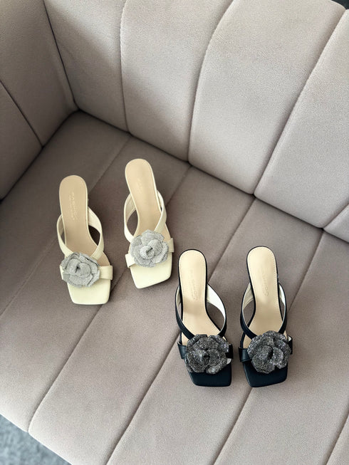 Rhinestone Rose Embedded Heels